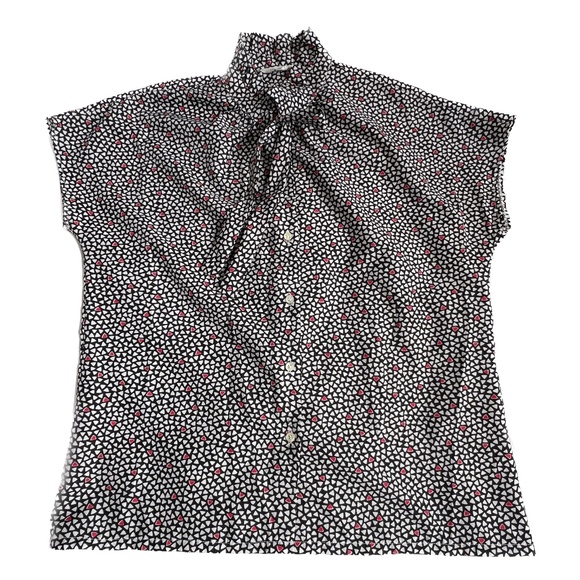 Vintage 70s Lady Manhattan Secretary Ruffle Neck Button Up Blouse Size 18 Black - Picture 5 of 5